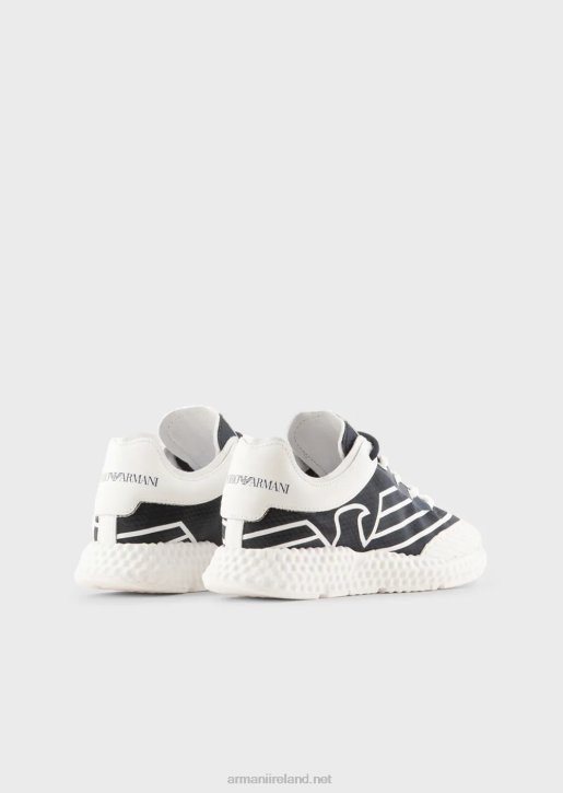 Boy 086V2482 Rubber And Nylon Sneakers With Oversized Eagle Armani Navy Blue