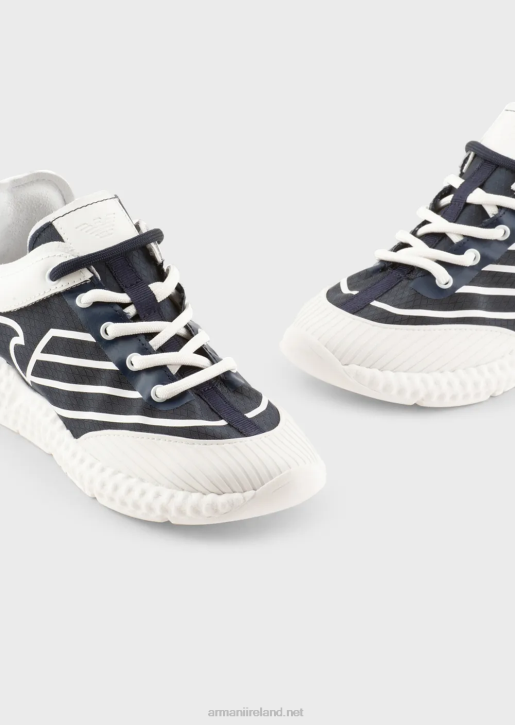 Boy 086V2482 Rubber And Nylon Sneakers With Oversized Eagle Armani Navy Blue