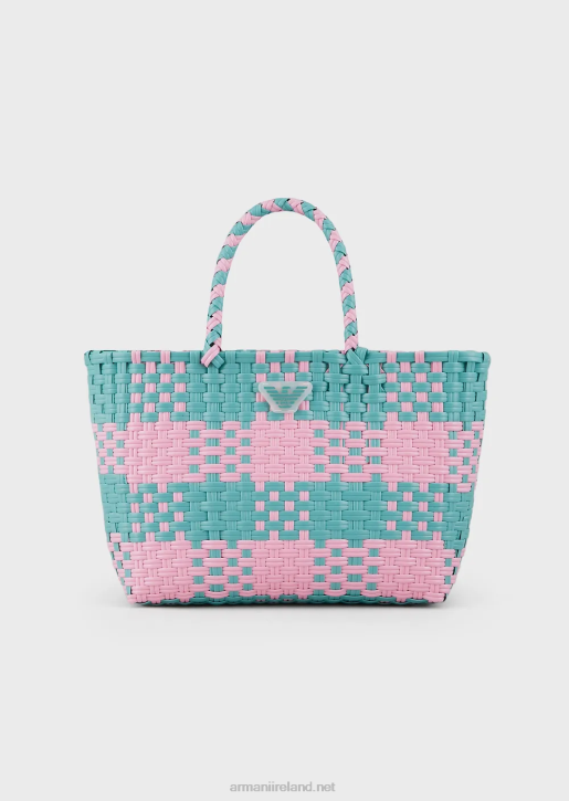 Girl 086V2584 Two-Toned Woven Shopper Bag Armani