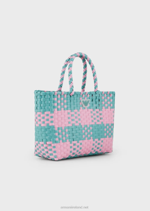 Girl 086V2584 Two-Toned Woven Shopper Bag Armani