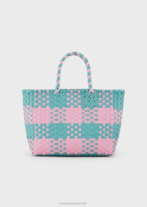 Girl 086V2584 Two-Toned Woven Shopper Bag Armani