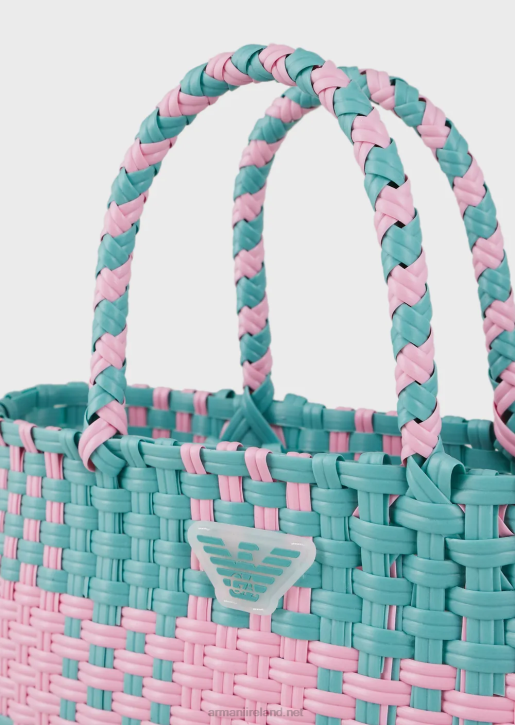 Girl 086V2584 Two-Toned Woven Shopper Bag Armani