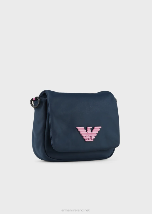 Girl 086V2620 Recycled-Nylon Messenger Bag With Eagle Plate Armani