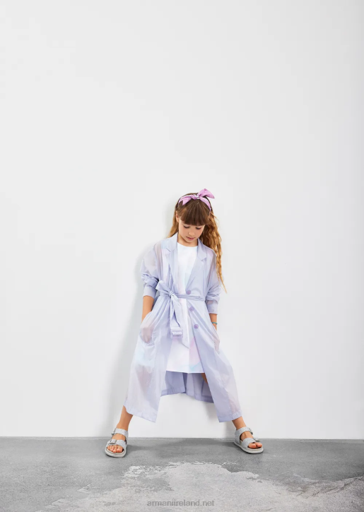 Girl 086V2539 Flared Poplin Dress With Watercolour Floral Print Armani Pattern