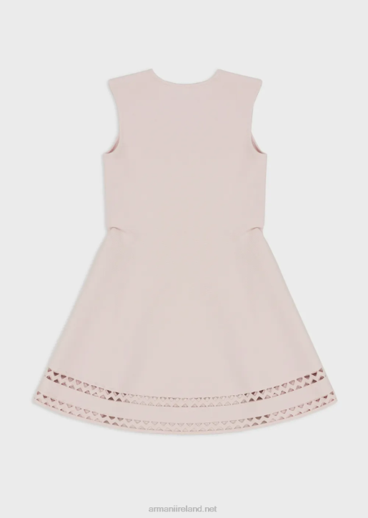Girl 086V2542 Knit Flared Dress With Laser-Cut Profile Armani Pink