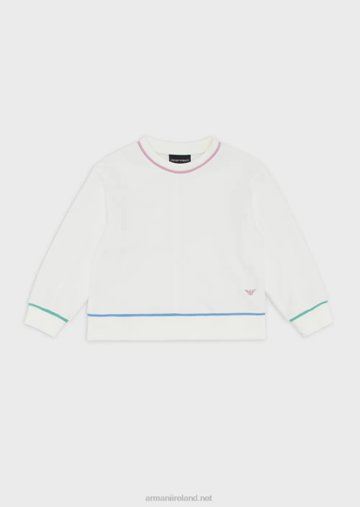 Girl 086V2544 French Terry Oversized Sweatshirt With Contrasting Details Armani White