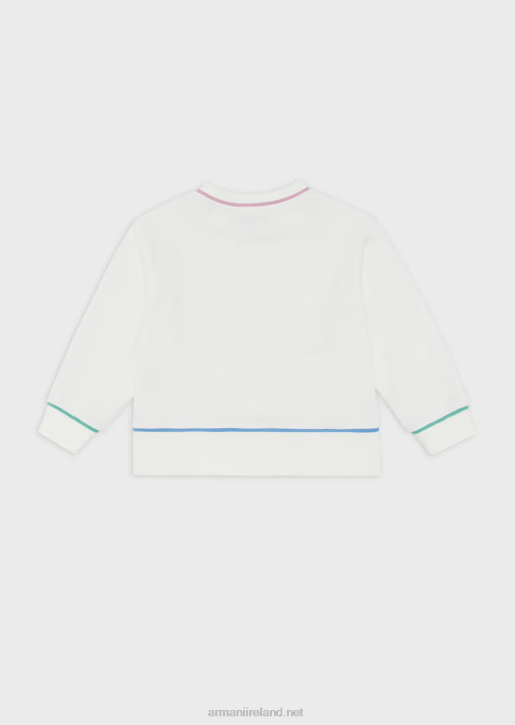 Girl 086V2544 French Terry Oversized Sweatshirt With Contrasting Details Armani White