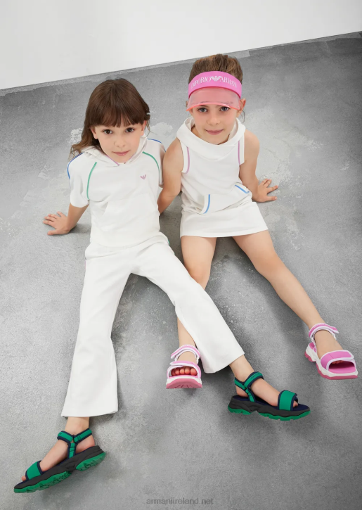 Girl 086V2545 French Terry Trousers With Contrasting Details Armani White