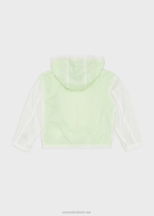 Girl 086V2546 Zipped, Hooded Nylon Ea Crew Blouson Armani White