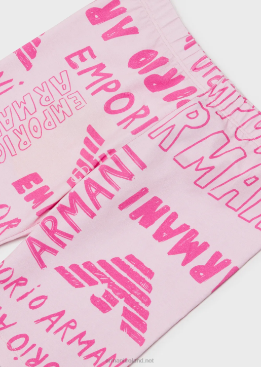 Girl 086V2548 Jersey Cycling Leggings With All-Over Ea Crew Lettering Armani Pink