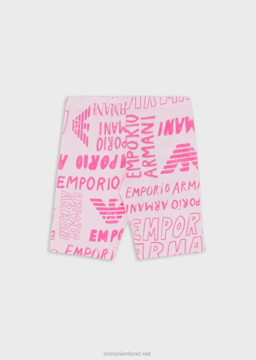 Girl 086V2548 Jersey Cycling Leggings With All-Over Ea Crew Lettering Armani Pink