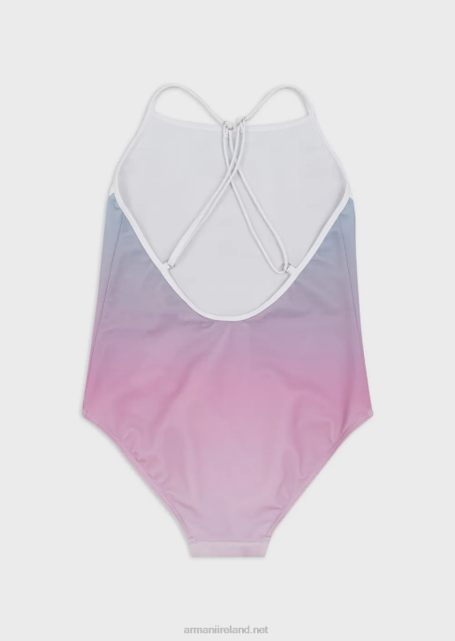Girl 086V2551 Recycled-Polyester One-Piece Swimsuit With Oversized Eagle Armani Pink