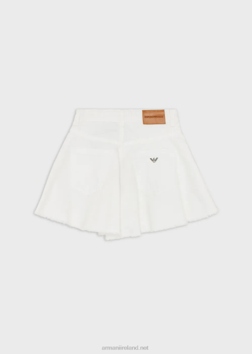 Girl 086V2552 Garment-Dyed Bull Flared Shorts Armani White