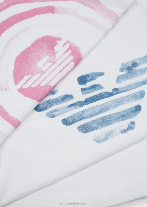 Girl 086V2553 Two-Pack Of Jersey T-Shirt With Watercolour-Effect Logo Armani White