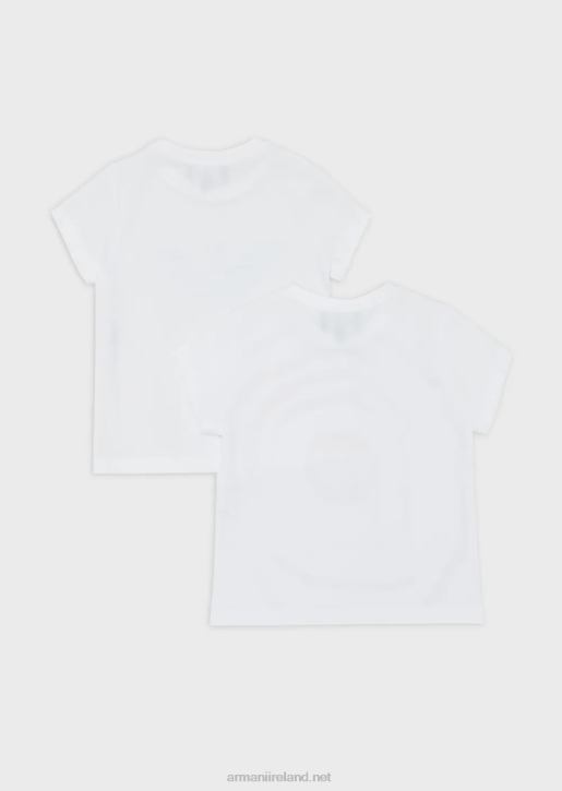 Girl 086V2553 Two-Pack Of Jersey T-Shirt With Watercolour-Effect Logo Armani White