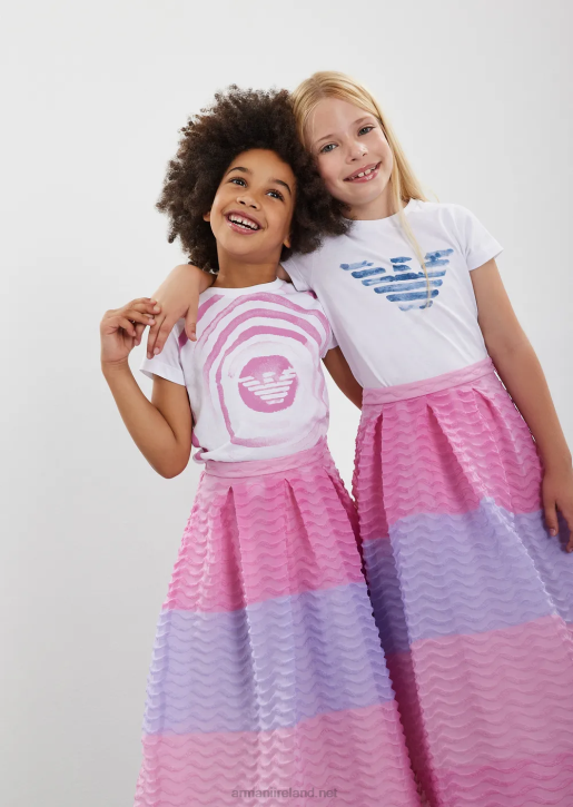 Girl 086V2553 Two-Pack Of Jersey T-Shirt With Watercolour-Effect Logo Armani White