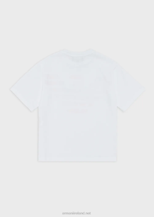 Girl 086V2557 Ea Crew Heavyweight-Jersey T-Shirt With Multicoloured Logo Armani White Logo