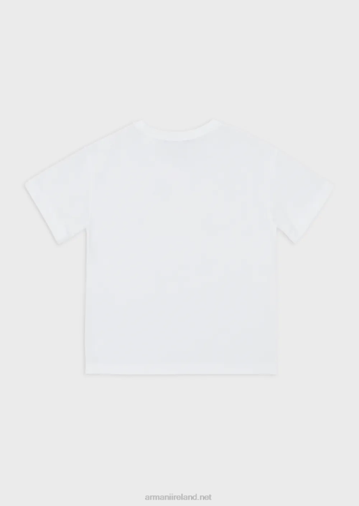 Girl 086V2560 Jersey T-Shirt With Popcorn Print Armani White