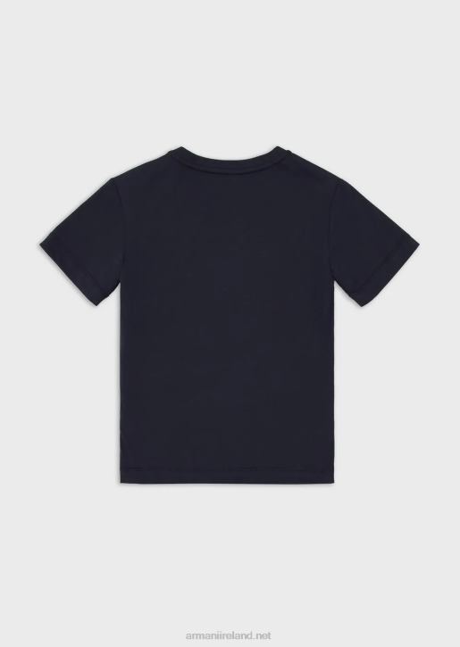 Girl 086V2562 Jersey T-Shirt With Logo Drawing Print Armani Blue
