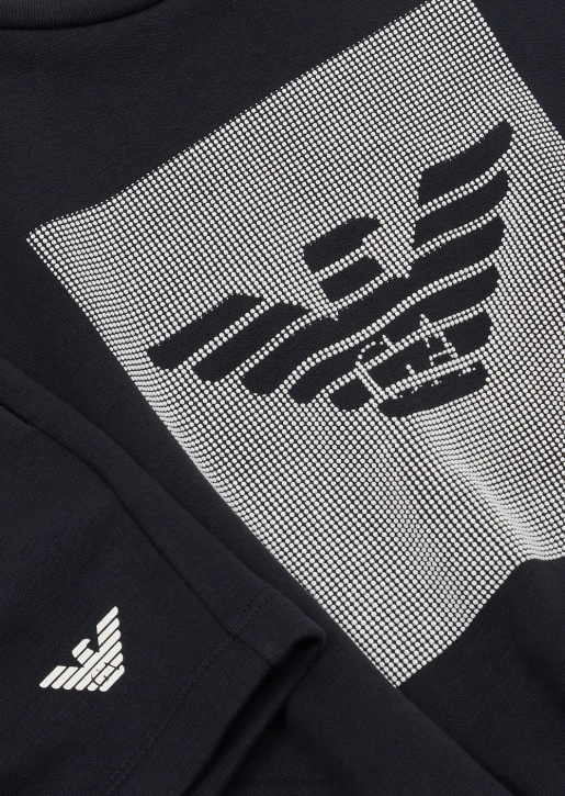 Girl 086V2565 Lightweight Jersey-Fleece Sweatshirt And Shorts Set Armani Navy Blue