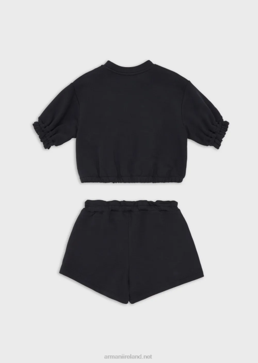 Girl 086V2565 Lightweight Jersey-Fleece Sweatshirt And Shorts Set Armani Navy Blue