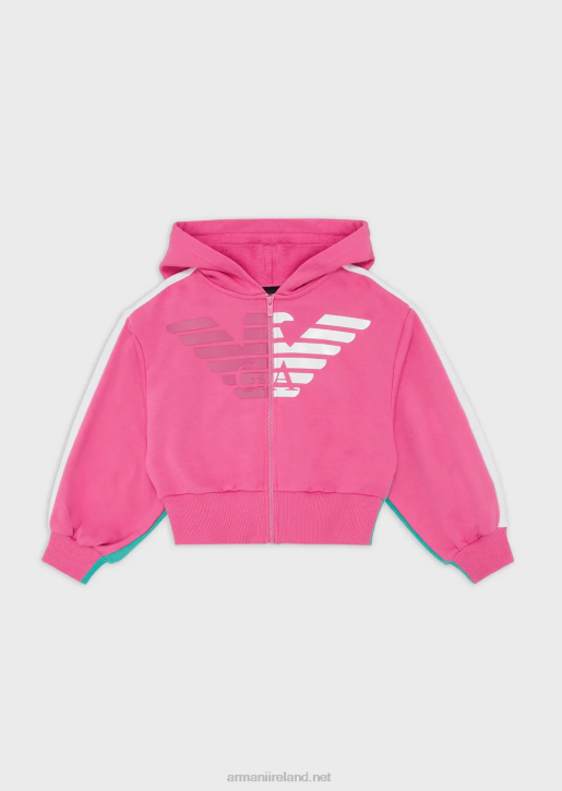 Girl 086V2568 Hooded Zip-Up Sweatshirt With Oversized Ea Crew Eagle Armani Green