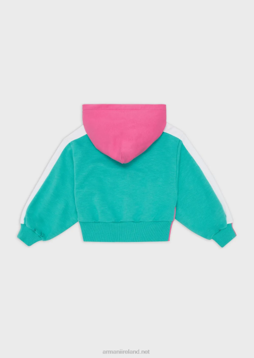 Girl 086V2568 Hooded Zip-Up Sweatshirt With Oversized Ea Crew Eagle Armani Green