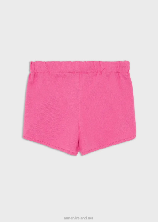 Girl 086V2569 Ea Crew Pique-Jersey Shorts With Eagle Patch Armani Pink