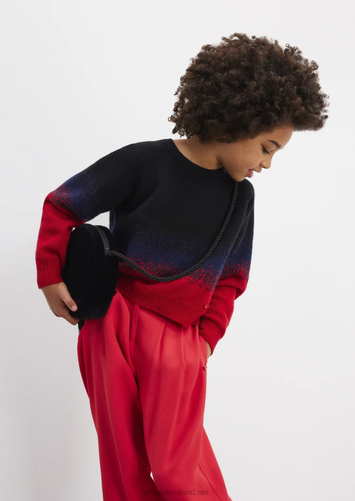 Girl 086V2570 Needle-Punched Wool-Blend Jumper Armani