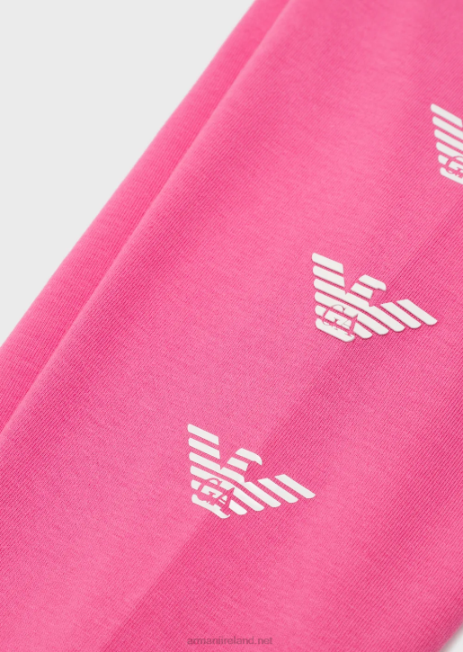 Girl 086V2576 Ea Crew Jersey Leggings With Vertical Eagles Armani Fuchsia
