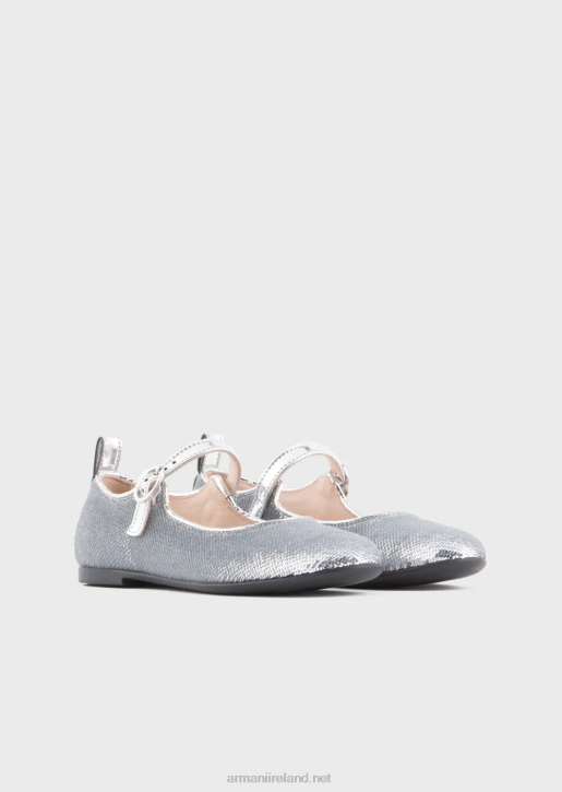 Girl 086V2581 Mary Janes With All-Over Sequins Armani Silver