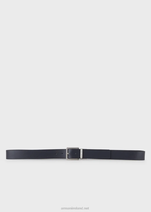 Men 086V2008 Gift Box With Reversible Belt In Saffiano Leather And Interchangeable Buckle Armani Blue