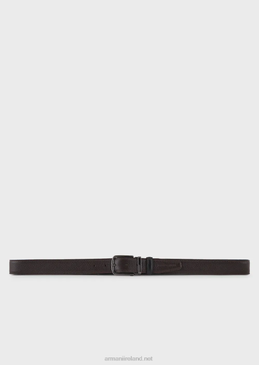Men 086V2021 Reversible Belt In Pebbled Leather Armani Brown