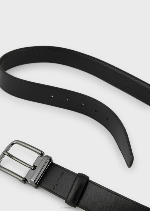 Men 086V2022 Reversible Belt In Pebbled Leather Armani Black