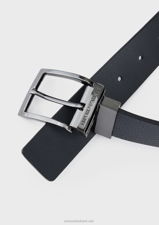 Men 086V2023 Reversible Leather Belt With Boarded Finish Armani