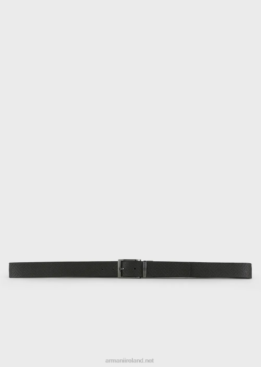 Men 086V2025 Reversible Leather Belt In Weave Print Armani Brown