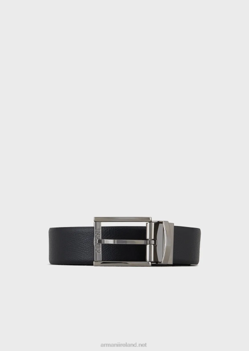 Men 086V2028 Reversible Belt In Printed Boarded Leather And Smooth Leather Armani Black
