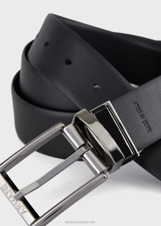 Men 086V2028 Reversible Belt In Printed Boarded Leather And Smooth Leather Armani Black