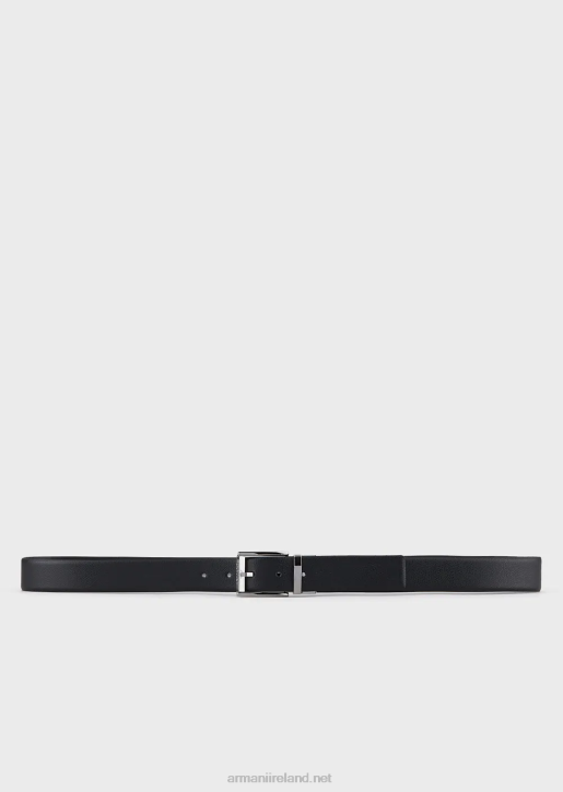 Men 086V2028 Reversible Belt In Printed Boarded Leather And Smooth Leather Armani Black