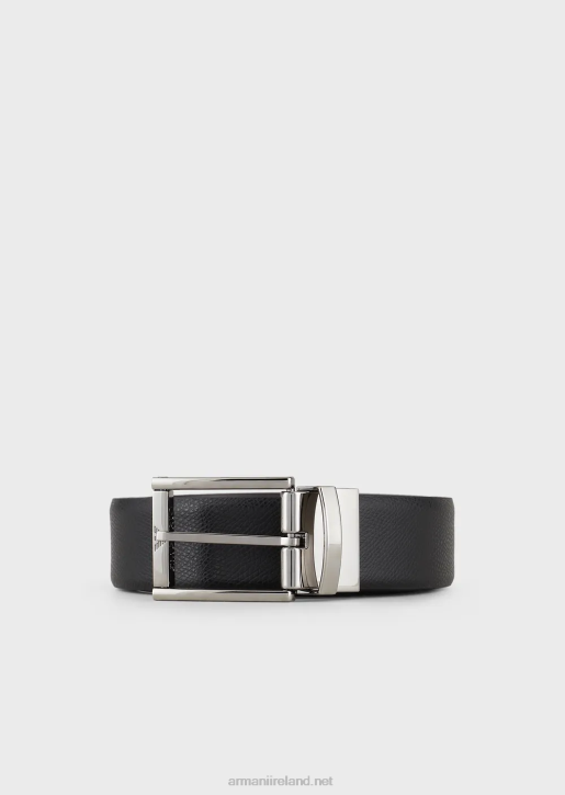 Men 086V2029 Reversible Belt In Printed Boarded Leather And Smooth Leather Armani Brown
