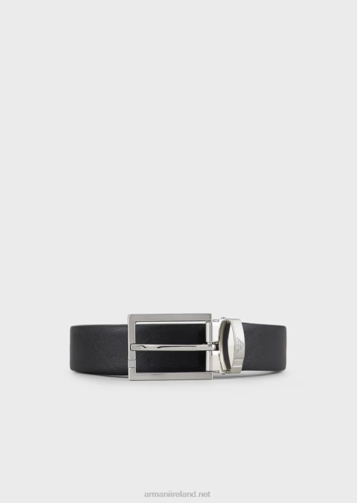 Men 086V2030 Gift Box With Reversible Belt In Saffiano Leather And Interchangeable Buckle Armani Black