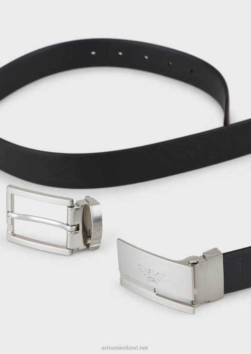 Men 086V2030 Gift Box With Reversible Belt In Saffiano Leather And Interchangeable Buckle Armani Black