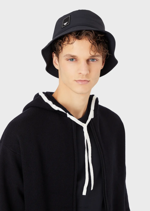 Men 086V2031 Travel Essentials Nylon Cloche Hat Armani Navy Blue