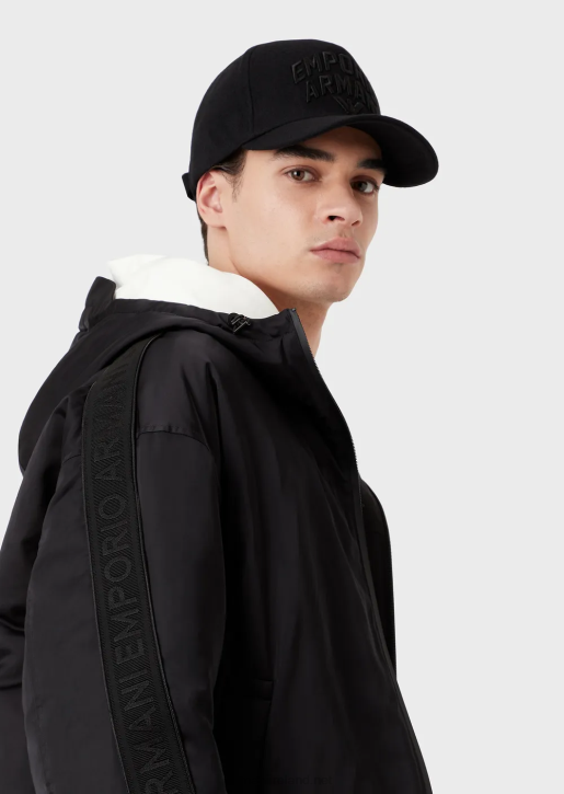 Men 086V2033 Baseball Cap With Embossed Embroidered Lettering Armani Black