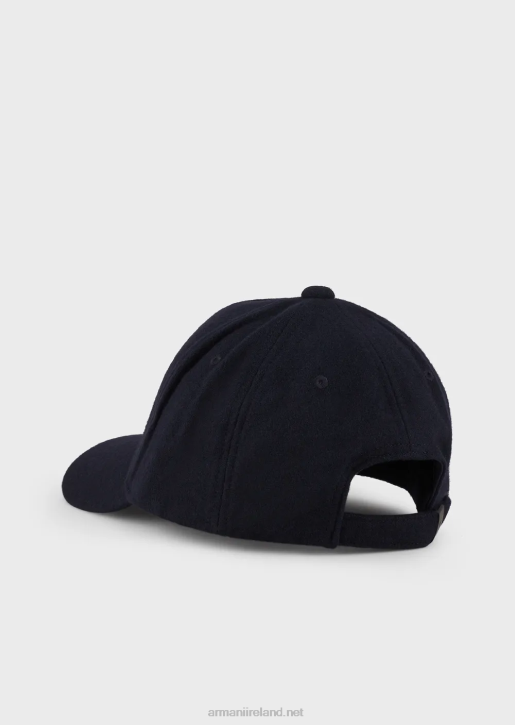 Men 086V2034 Baseball Cap With Embossed Embroidered Lettering Armani Navy Blue