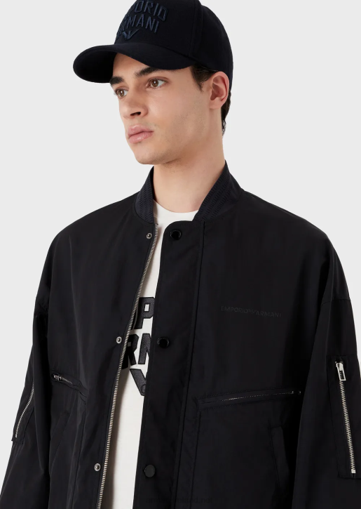 Men 086V2034 Baseball Cap With Embossed Embroidered Lettering Armani Navy Blue