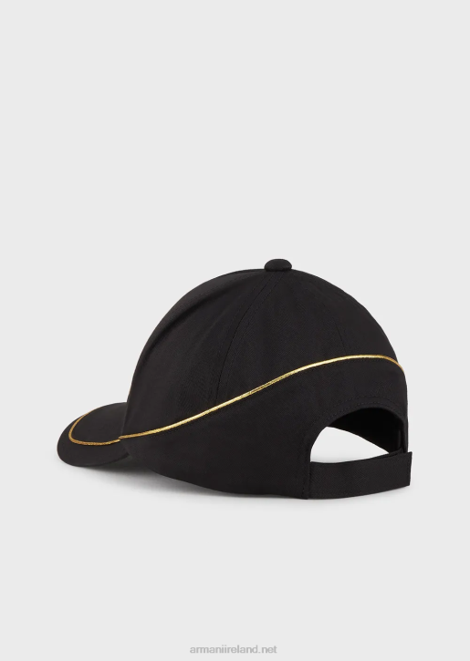Men 086V2035 Baseball Cap With Gold Logo And Piping Armani Black
