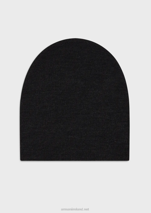 Men 086V2036 Wool-Blend Beanie With Jacquard Lettering Armani Dark Gray