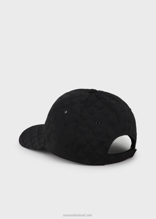 Men 086V2042 Fabric Baseball Cap With Jacquard Monogram Armani Black