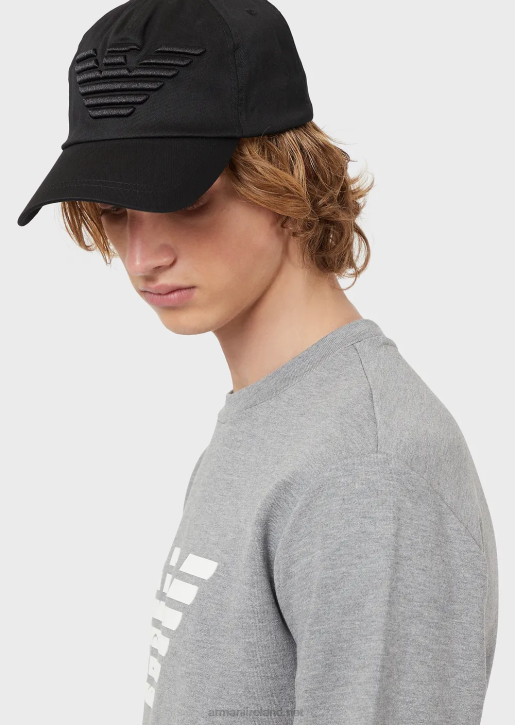 Men 086V2045 Baseball Cap With Embroidered Oversized Eagle Armani Black